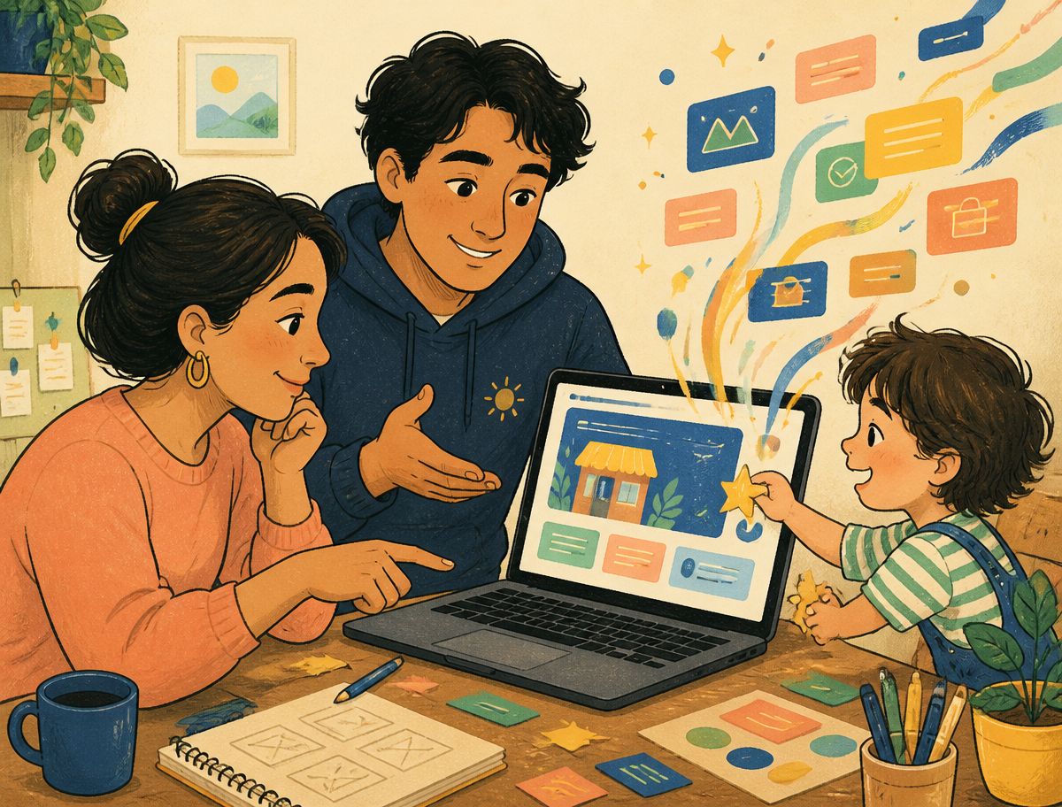 Nicholas the Agent and a parent building a useful business system together