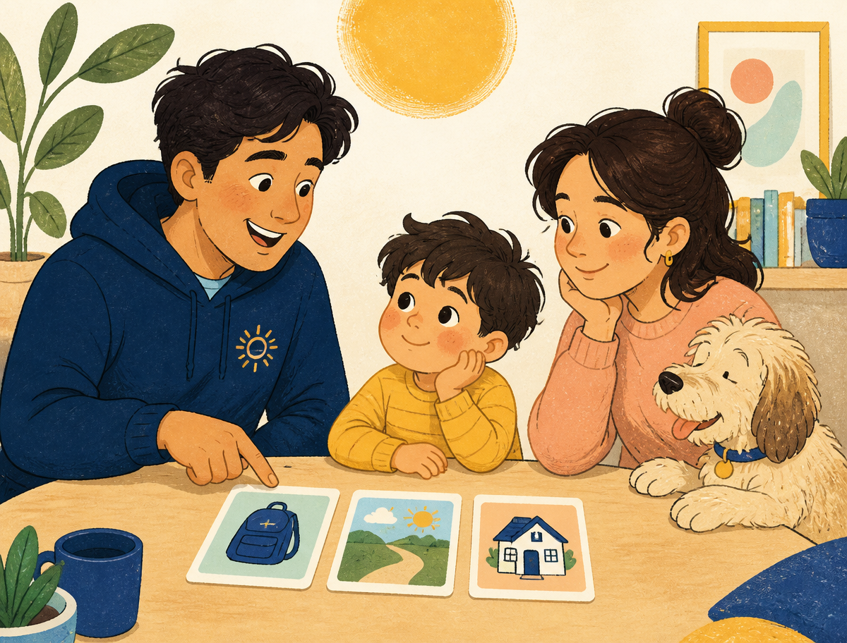 Nicholas the Agent listening as a parent and child explain their idea